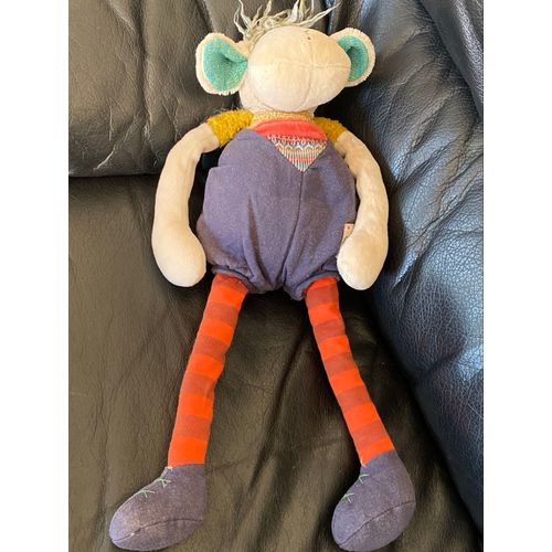 Moulin roty Les Zig et Zag Peluche Zéphyr le mouton bleu rouge 40cm