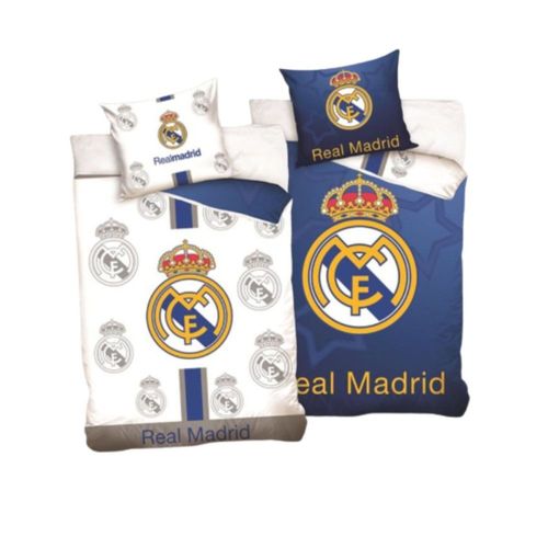 Housse De Couette Real Madrid Réversible 140x200 Cm - Coton - 1 Place (Taille Taille Unique,Couleur Bleu)