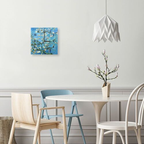 Horloge murale amandier en fleurs Vincent Van Gogh 30x30cm
