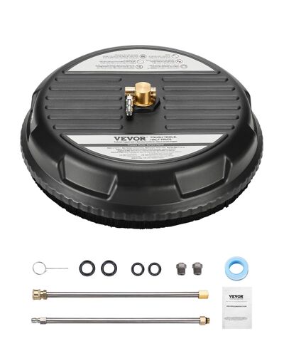 MEVRONISSHOP-Nettoyeur de surface pour nettoyeur haute pression 385 mm, accessoire nettoyeur sol en plastique sur roues, 206 bar max. connecteur 0,635 cm 2 buses de pulvérisation 2 tiges extension po