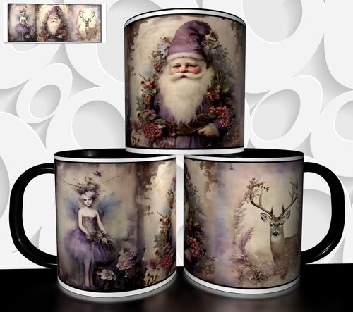Mug Tasse À Café- Mug Noel Artistique Illustration Vintage Noã¿L Cadeau De Fetes De Fin D' Annee 4850