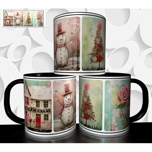Mug Tasse À Café- Mug Noel Artistique Illustration Vintage Noã¿L Cadeau De Fetes De Fin D' Annee 4829