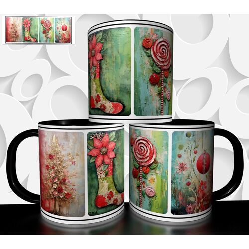 Mug Tasse À Café- Mug Noel Artistique Illustration Vintage Noã¿L Cadeau De Fetes De Fin D' Annee 4828
