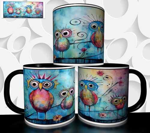 Mug Tasse À Café- Mug Artistique Chouettes Hiboux 4436