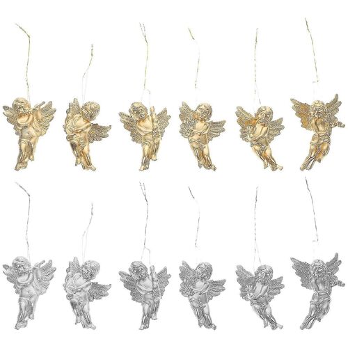 12pcs Arbre De Noël Suspendus Ornements Noël Arbre Anges Pendentifs Ornements