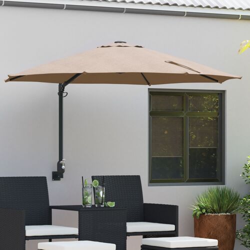 Vidaxl Parasol De Patio Taupe Polyester Grand Pliable Rond Moderne