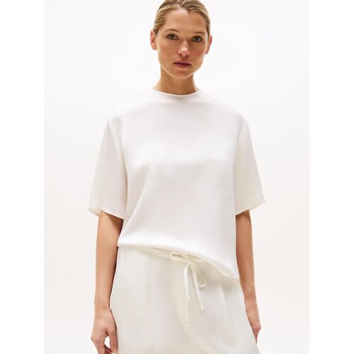 T-Shirt Décontracté En Satin Sateen C-Neck Relaxed T-Shirt/Ivory Silk - 34