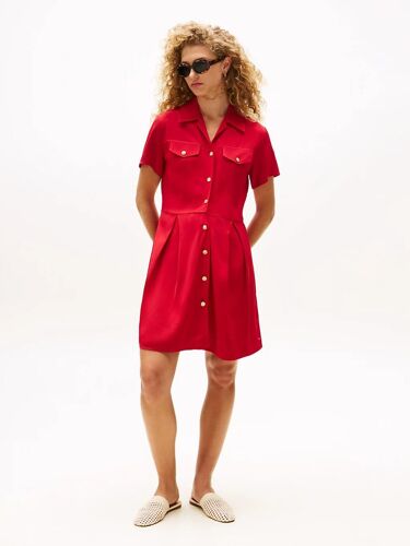 Robe Chemise Courte À Boutons Dorés Vis Twill S/S F&f Mini Dress/Medium Red - 42