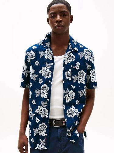 Chemise Coupe Standard Texturée Tjm Reg Slub Aop Ss Shirt Ext/Dark Night Navy Bandana Aop - S