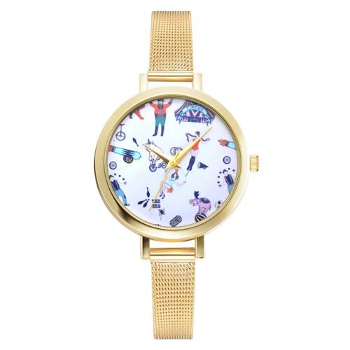 Lvpai Personal Cute Animal Picture Mesh Belt Alloy Watch Pour Femmes Et Filles (Goldl