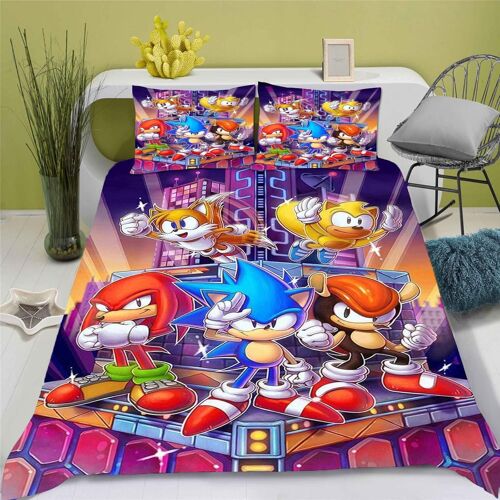 Sonic Parure De Lit Pour Enfants Avec Impression Num¿¿Rique D En Polyester, Douce Et Confortable, Pour Adultes Et Enfants, , X Cm