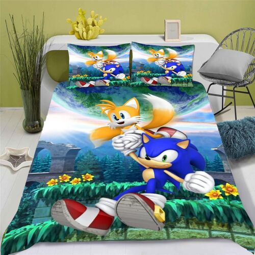 Sonic Parure De Lit Pour Enfant Sonic - Impression Num¿¿Rique D - Polyester - Doux Et Confortable - Pour Adultes Et Enfants - , X Cm