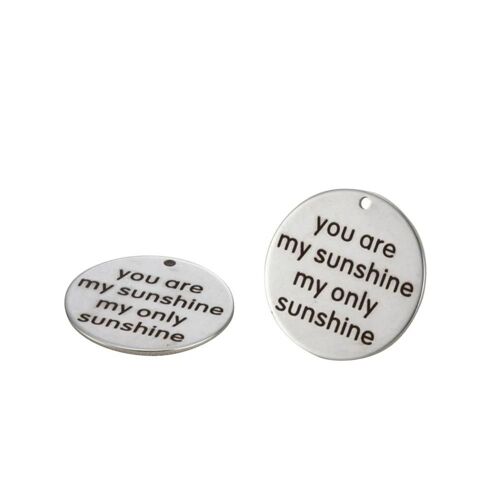 Accessoire De Bijoux Bricolage Rond Simple Face Lettrage Pendentif En Acier Inoxydable