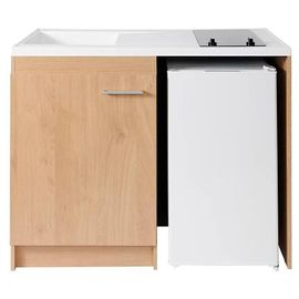 Kitchenette complète vitrocéramique décor chêne H. 94,5 x l. 120 cm