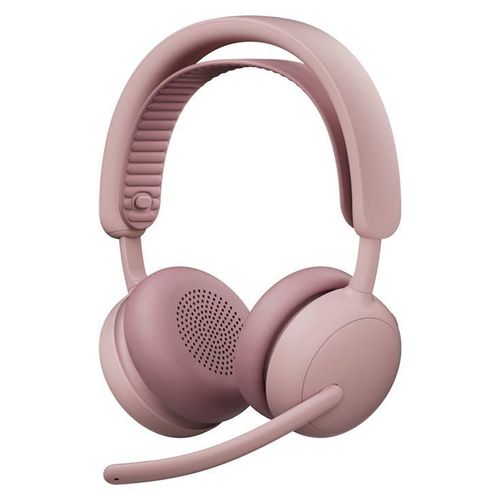 Logitech 2 ES - Micro-casque - sur-oreille - Bluetooth - sans fil, filaire - Suppresseur de bruit actif - USB-C - rose