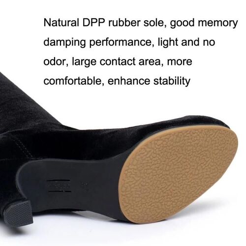 Chaussures De Danse Latine-Bottines À Talon Moyen En Velours Doux,Taille 41,Velours Noir Noir,41