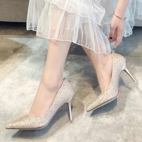 Chaussures À Talons Aiguilles Pour Femmes-Glitter Frosted Gold,Taille 34-Gold,34