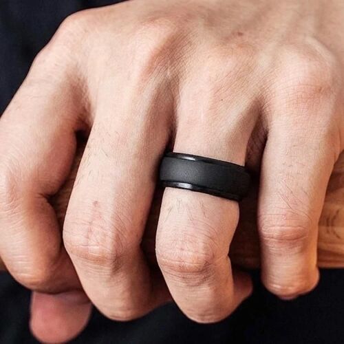 Anneau En Silicone-8mm De Large Courbé Radian,Noir,Taille N° 11-Noir,N° 11