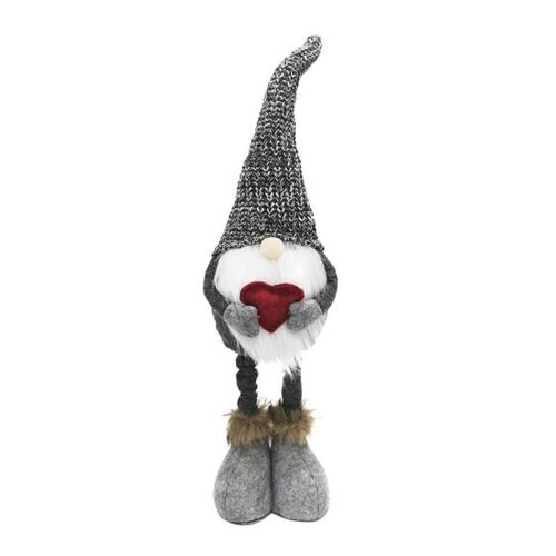 Décorations De Noël-Poupée De Père Noël Sans Visage Tricotée Extensible-Gris Gris