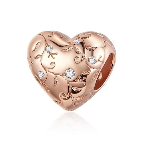 S925 Bracelet En Argent Sterling En Forme De Coeur-Accessoire Rétro En Plaqué Or Rose Par