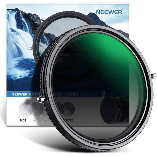 NEEWER 2 en 1 Filtre ND Variable 58mm ND2–ND32+Filtre Polarisant(CPL), sans Croix X/Haute définition/30 Couches Nano rêvetement/Ultra Fin/Hydrofuge/Anti Rayures Réglable Densité Neutre