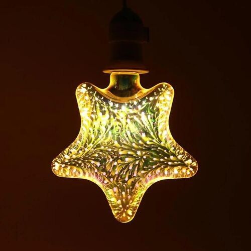 Ampoule Led E27-4w Étanche 3d En Forme D'étoile Blanc Chaud 2700k,48 Leds