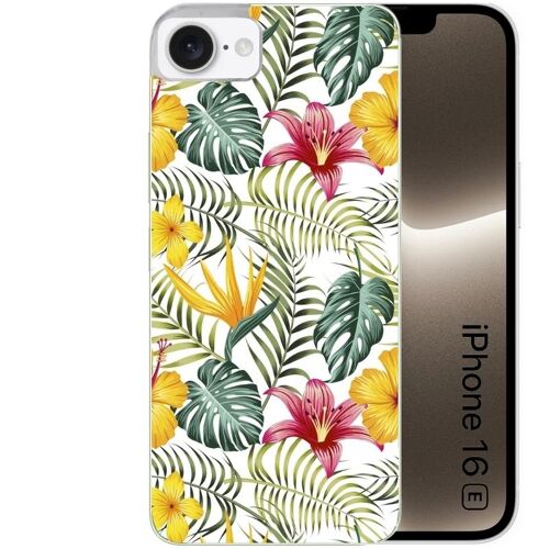 Coque pour Iphone 16E jungle et fleur hibiscus