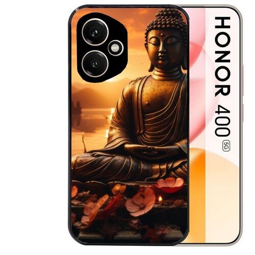 Coque Noire Pour Honor 400 5g Motif Bouddha Et Soleil
