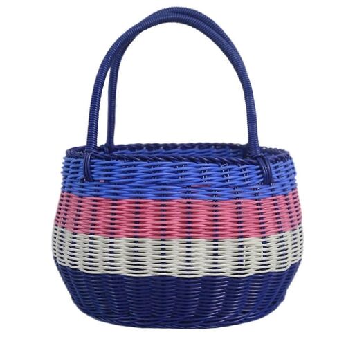 Petit panier de pique-extérieur quadricolore, panier à provisions tressé imitation rotin, corbeille de fruits, cadeau