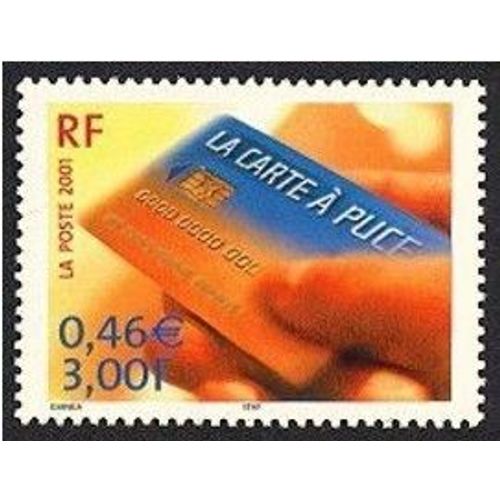 France 2001, Très Beau Timbre Neuf** Luxe Yvert 3426, Le Siècle Au Fil Du Timbre, Découvertes Scientifiques, La Carte À Puce.
