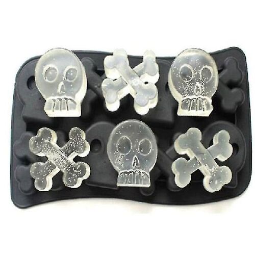 Halloween 3D Skull Ice Cube Mold With Lid Flexible Food Grade Silicone