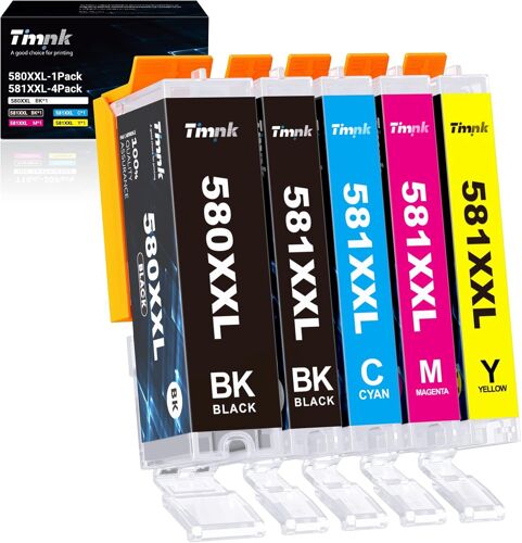 580 581 XXL Cartouche d'encre Compatible Multipack pour Canon PGI-580 CLI-581 pour PIXMA TS6150 TS6250 TS6350 TS8150 TS8250 TR8550 TR7550 TS705 (2N/1C/1M/1Y)