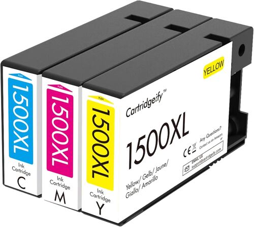 PGI-1500 XL Cartouches d'encre XL compatibles avec Canon 1500 XL,pour Maxify MB2050 MB2155 MB2750 MB2150 MB2350 MB2755 (Cyan,Magenta,Jaune)