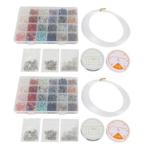 2646 Pcs Kit De Perles Pierres Précieuses Irrégulières Avec Spacer Fermoirs Homard Anneaux Saut Élastiques Pour Diy Fabrication Fournitures