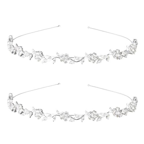 2X Bandeau Diademe de Strass Forme Fleurs et Feuilles pour Mariee Noce Soiree Mariage