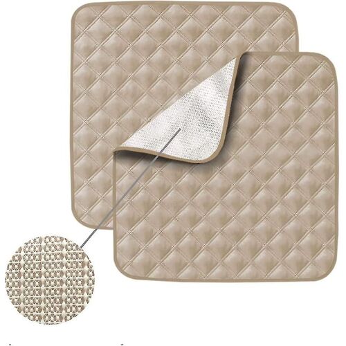 2 Pack Ultra Washable Seat Pad (21x 22in) Pour L'incontinence - Seniors, Adultes, Enfants, Ou Pet Underpad Protection (Beige)