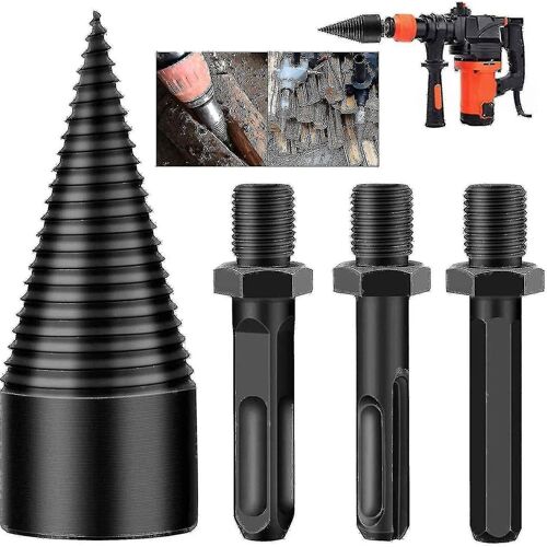 3pcs Cônes amovibles Allumage Bois Fendage Bûches Mèches Perceuses électriques