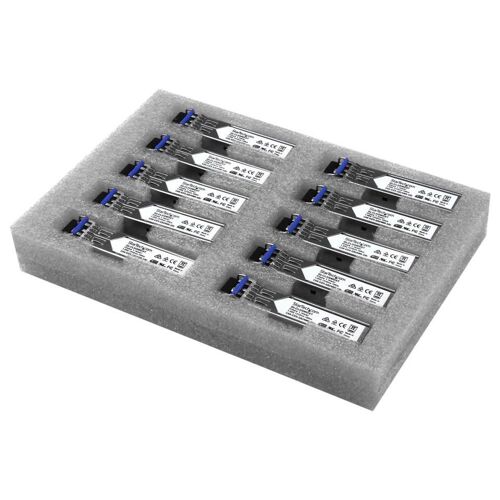 StarTech.com Paquet de 10 modules de transceiver SFP à fibre optique Gigabit - Compatible Cisco GLC-LH-SMD - Monomode / Multimode LC - Module transmetteur SFP (mini-GBIC) (équivalent à : Cisco...