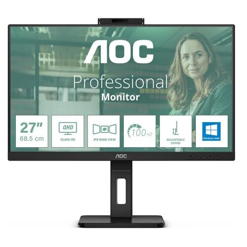 AOC Pro-line Q27P3CW - Écran LED - 27" - 2560 x 1440 QHD @ 75 Hz - IPS - 350 cd/m² - 1000:1 - 4 ms - 2xHDMI, DisplayPort, USB-C - haut-parleurs - noir