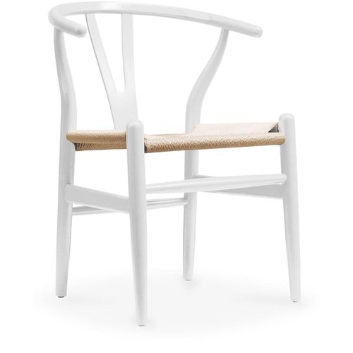 Chaise de salle à manger Design scandinave bois assise en corde - Wish Blanc