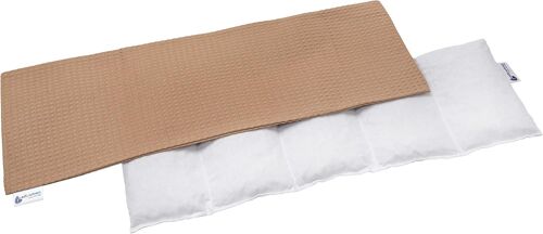 Coussin Chauffant Noyaux De Cerise 60x20cm 800g 100% Coton Waffle 5 Chambres Par Le Froid Taie D'oreiller Amovible (Beige)