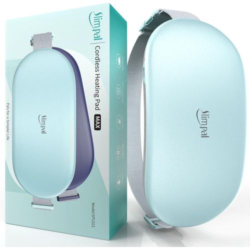 Coussin chauffant électrique pour crampes, coussin chauffant de grande taille pour période menstruelle, soulagement de la douleur, portable avec ceinture supplémentaire, bleu