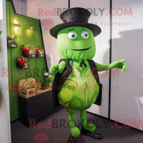 Personnage De Costume De Mascotte Redbrokoly De Poivre Vert Citron Habillé Avec Un Gilet Et Des Portefeuilles