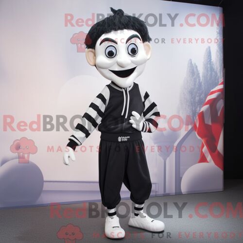 Costume Mascotte Redbrokoly De Mime Personnage Habillé Avec Un Pantalon De Jogging Et Des Lacets De Chaussures