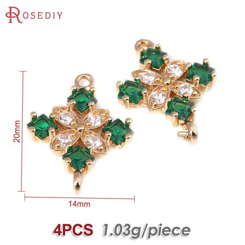 Breloques En Laiton Pour Documents En Or 18 Carats Pour Femmes, 2 Trous, Fleur Allergique, Bijoux De Bricolage, Collier Exécutif, Boucles D'oreilles, Accessoires, 4 Pièces