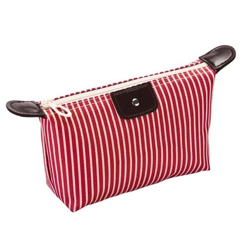 Sac de voyage Portable rayé pour femmes, sacs de lavage en forme de ravioles pour le rangement du maquillage, des cosmétiques et des articles divers