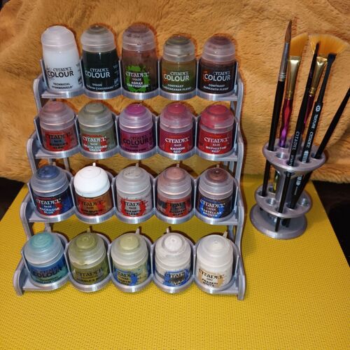 Rangement 20 Pots Peinture Citadel + Porte-Pinceaux