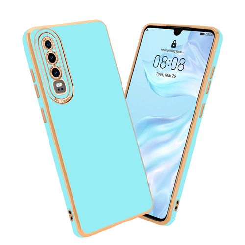 Cadorabo Housse Compatible Avec Huawei P30 En Glossy Turquoise - Or Rose - Étui De Protection En Silicone Tpu Flexible Et Avec Protection Pour Appareil Photo