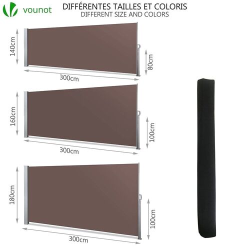 Paravent retractable avec housse de protection 1.6x3M Tan
