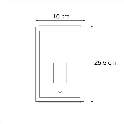 Qazqa Moderne /Rustique Applique Murale D'extã©Rieur Industrielle Noire Avec Verre Ip44 - Rotterdam 2 /Acier Inoxydable Noir Rectangulaire / Jardin / Luminaire / Lumiere / ÃClairage E27...